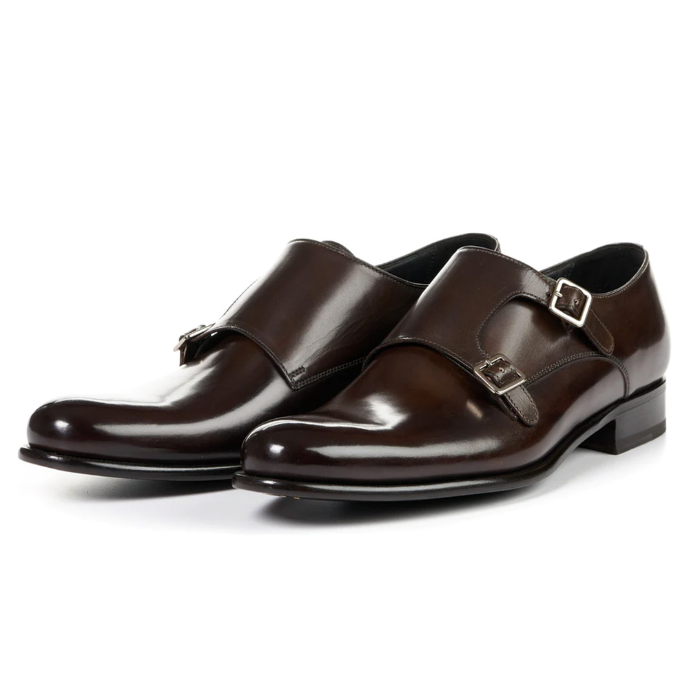 Factory custom invisible elevator shoes double monk strap leather shoes men