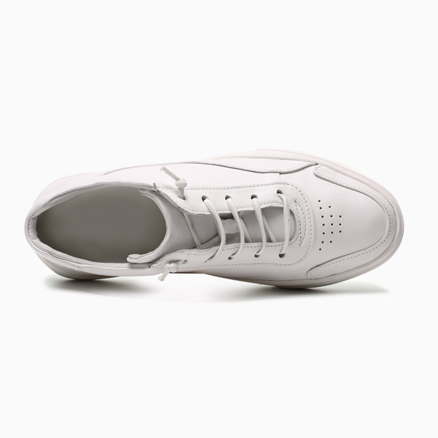 Height increasing genuine leather elevator casual shoes for men