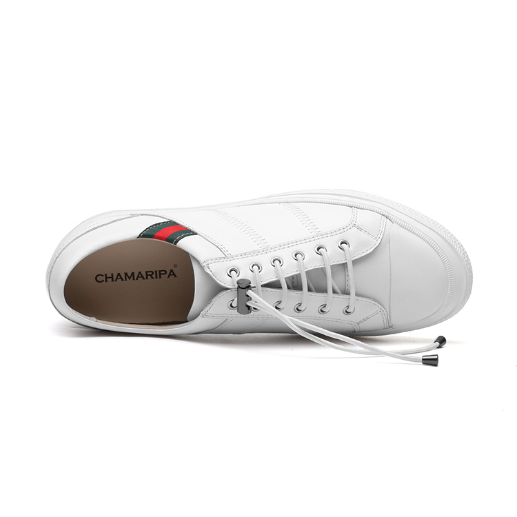 white cow leather sneakers casual height increasing for men