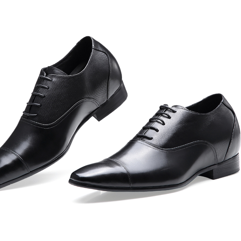 OEM Elevator black calfskin leather dress shoes manufacturer