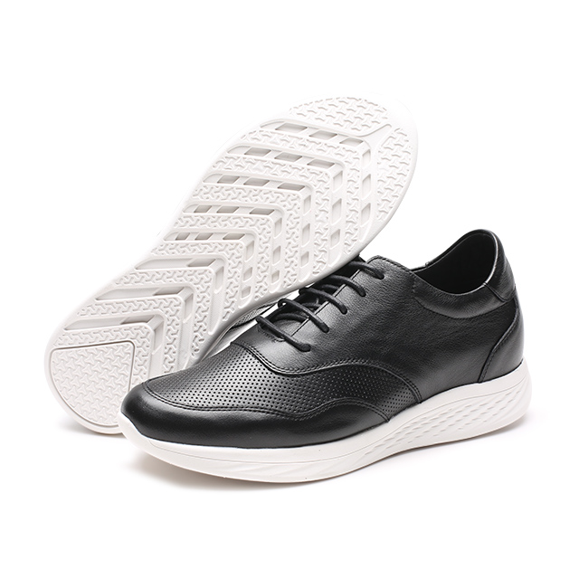 Black 7cm Height increasing Men Sport Elevator Shoes
