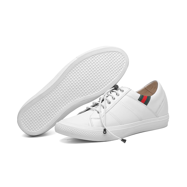 white cow leather sneakers casual height increasing for men