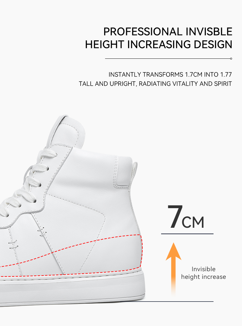 2025 New Arrival Invisible Inner Height Increasing Shoes Cow Leather Upper Men's Casual Shoes High Top Male Elevator Shoes for Men