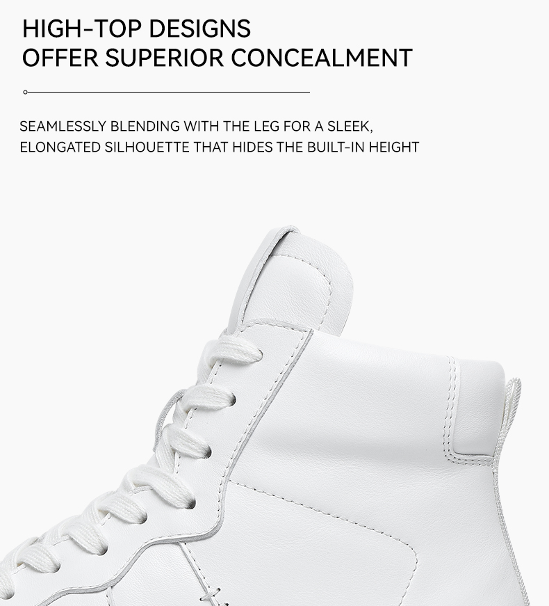 2025 New Arrival Invisible Inner Height Increasing Shoes Cow Leather Upper Men's Casual Shoes High Top Male Elevator Shoes for Men