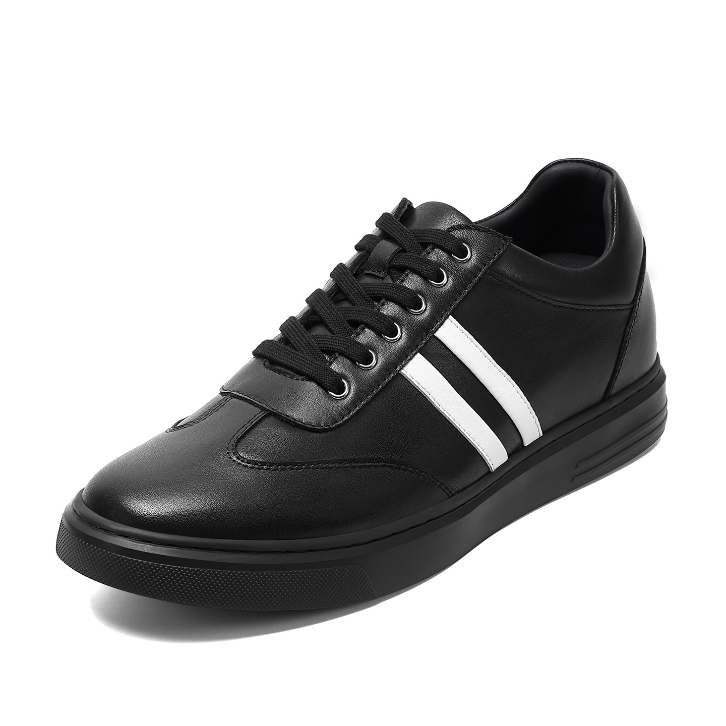 2025 New Black Cow Leather Trend Men's Board Shoes All Match The Trend Of High Quality Business Casual Sports Shoes
