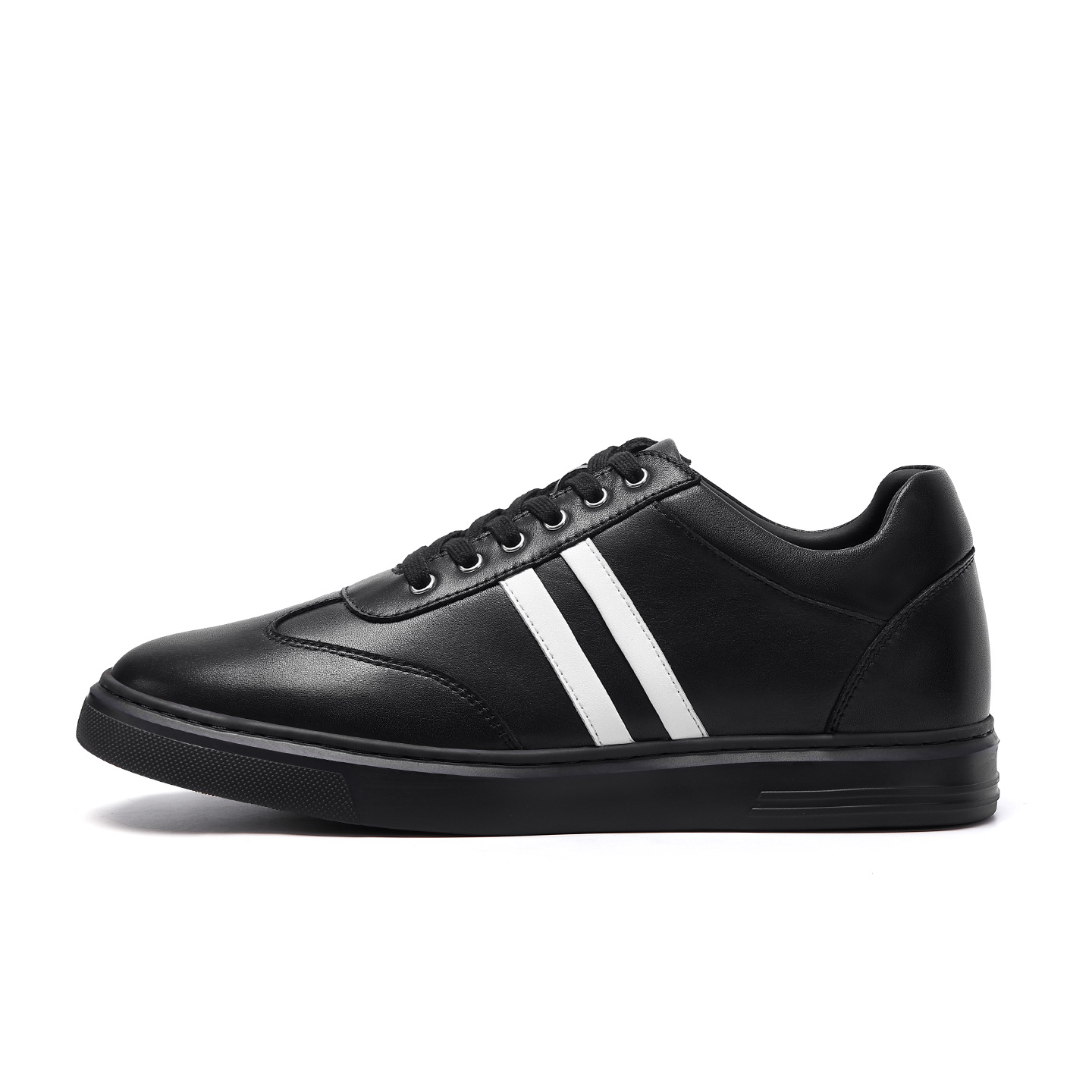 2025 New Black Cow Leather Trend Men's Board Shoes All Match The Trend Of High Quality Business Casual Sports Shoes