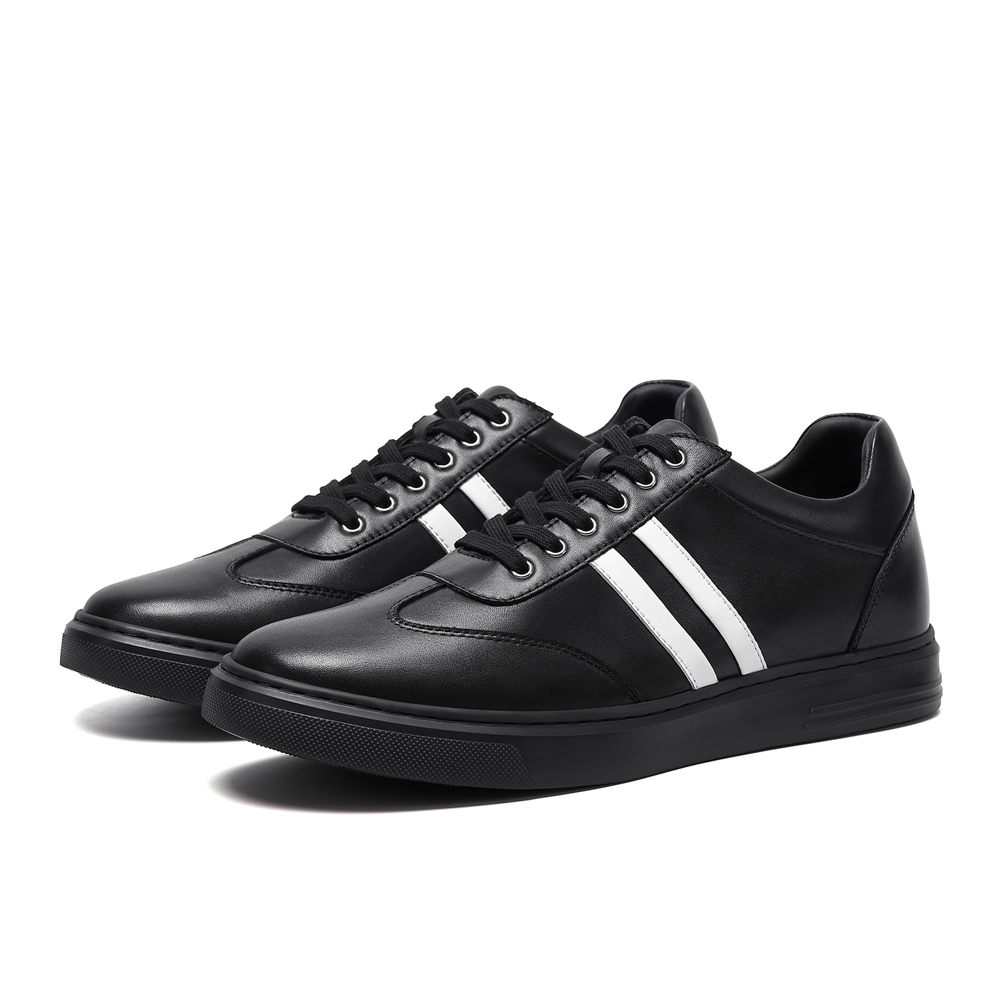 2025 New Black Cow Leather Trend Men's Board Shoes All Match The Trend Of High Quality Business Casual Sports Shoes