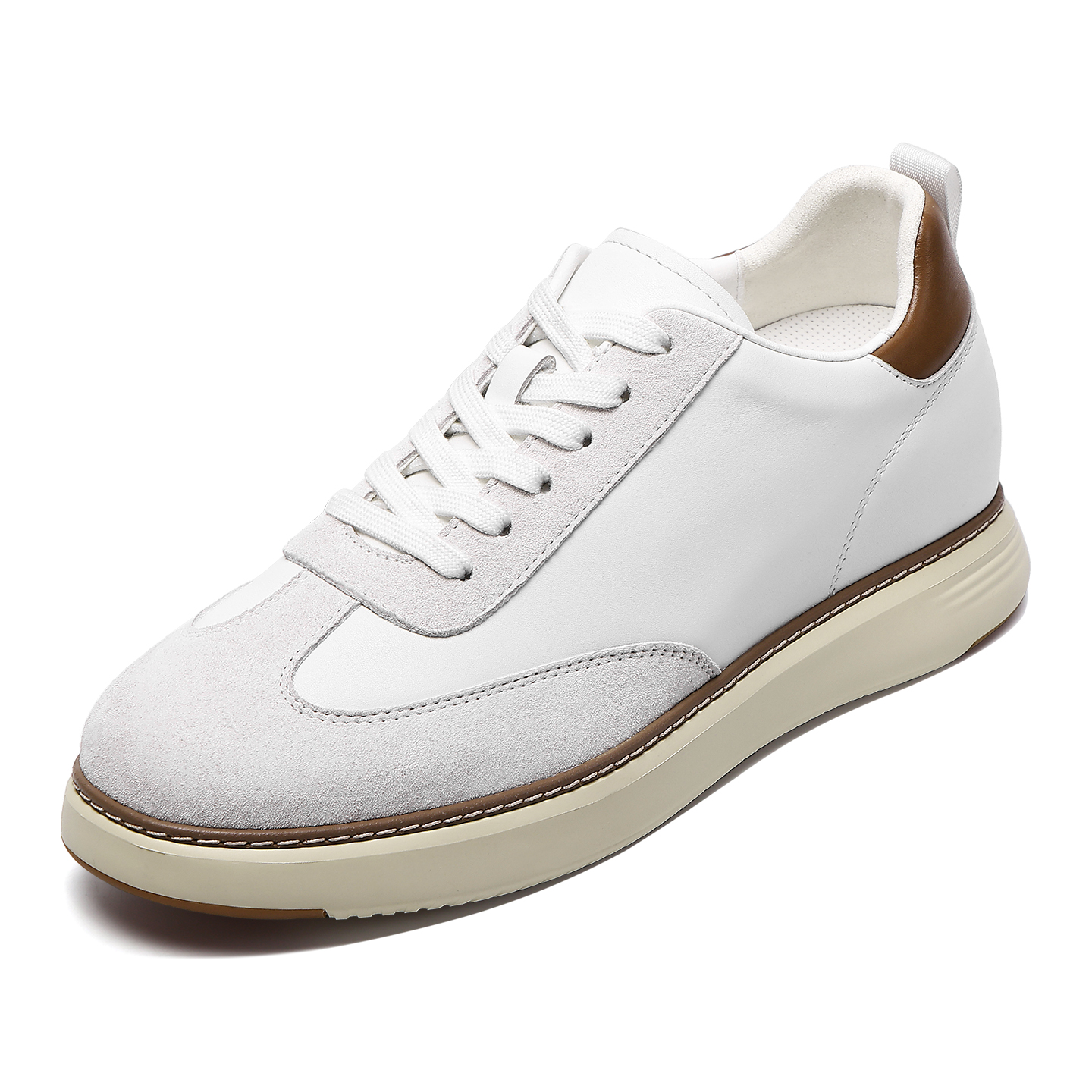 2025 Newest OEM Height Enhancing Shoes Breathable White Invisible Height Increase 7CM / 2.76 Inches Leathers Sneakers Casual Shoes for Men
