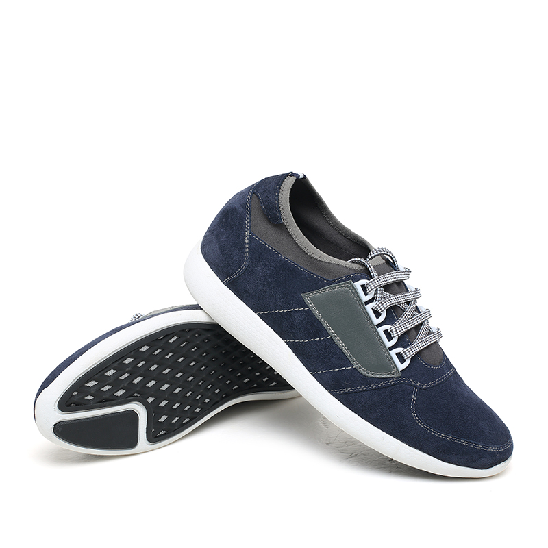 Blue 7cm Height Canvas Men Casual Elevator Shoes