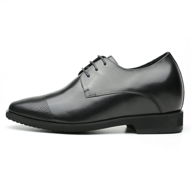 Black 7cm Height Leather Dress Elevator Formal Shoes