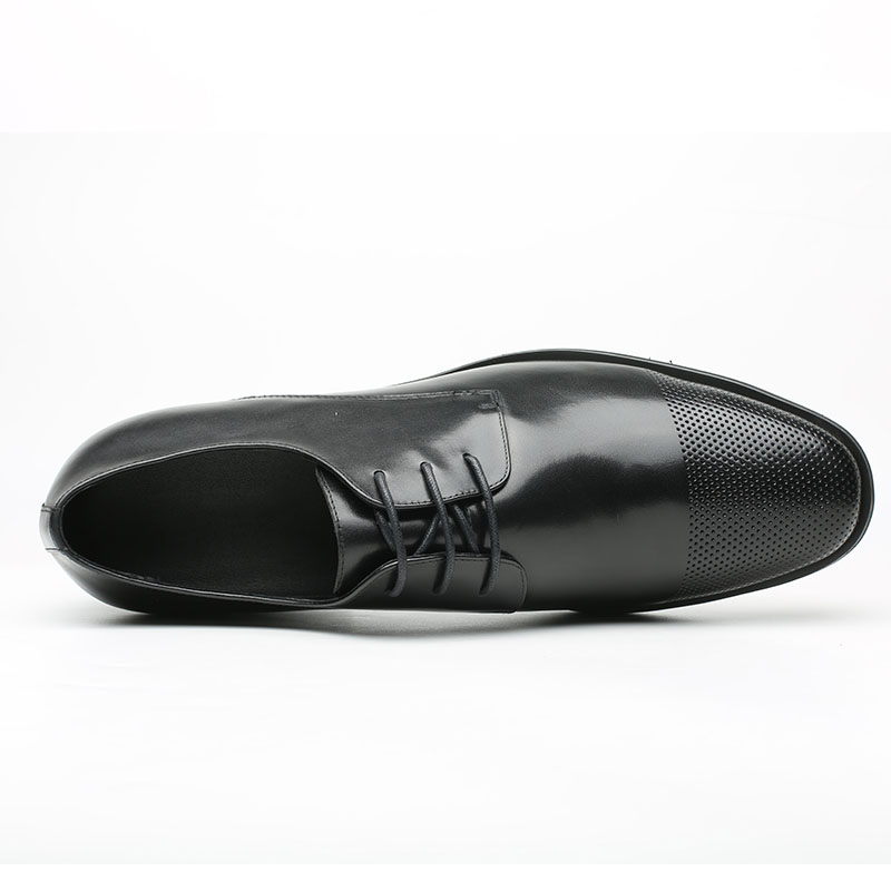 Black 7cm Height Leather Dress Elevator Formal Shoes