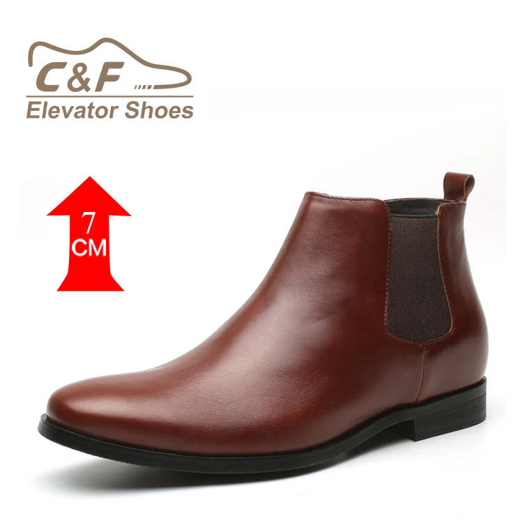 Plus size Italian design winter ankle bochelsea leather boots elevator shoes