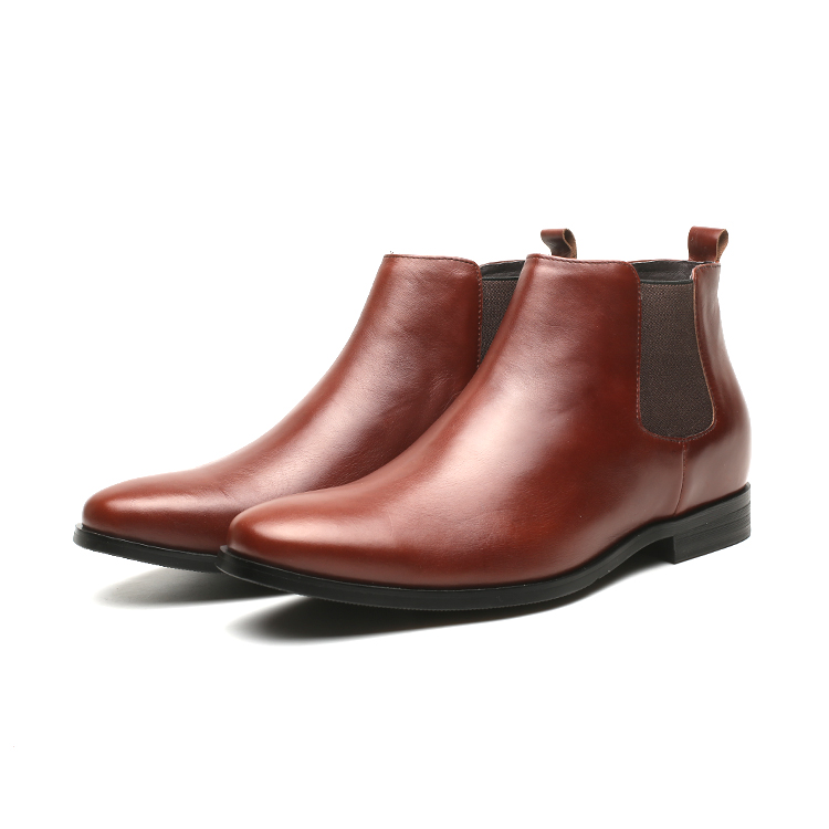 Plus size Italian design winter ankle bochelsea leather boots elevator shoes