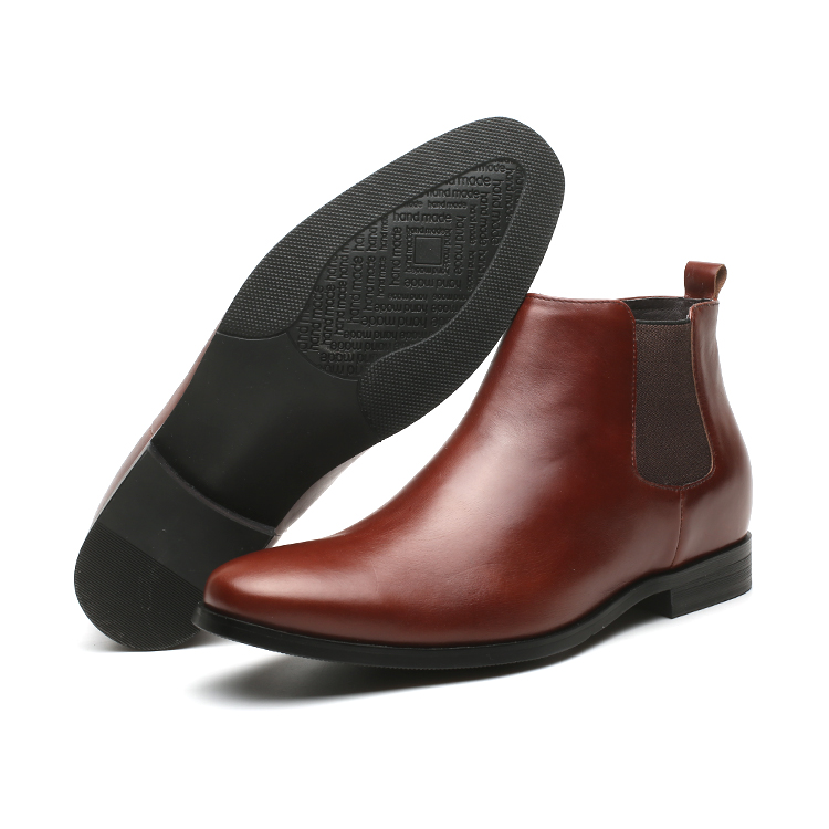 Plus size Italian design winter ankle bochelsea leather boots elevator shoes