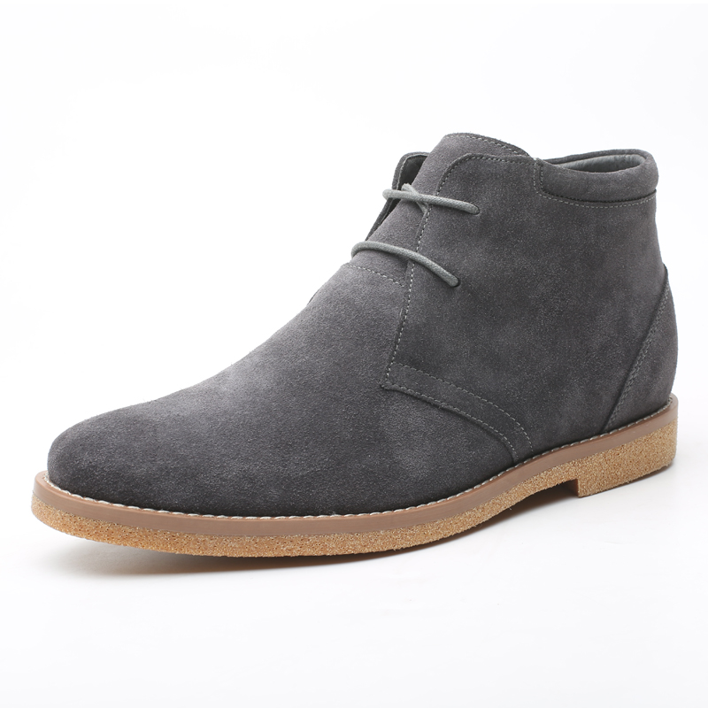 CF Suede Leather Grey Color Boots Elevator Shoes For Men
