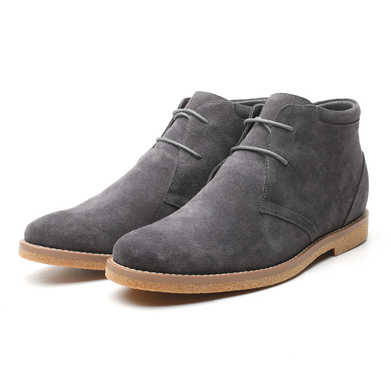 CF Suede Leather Grey Color Boots Elevator Shoes For Men
