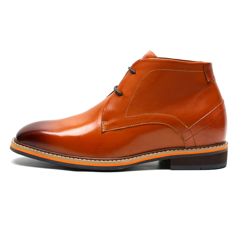 Genuine leather dress high heels boots wedding elevator shoes for men
