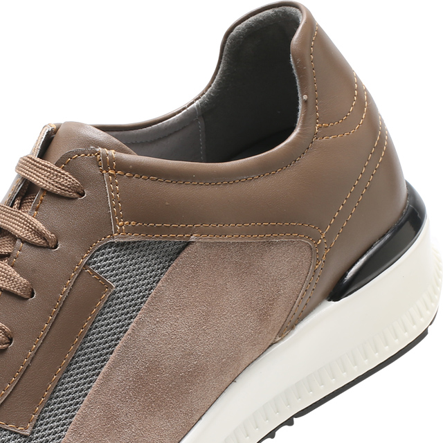 Fashion brown genuine leather increasing height sports shoes for men