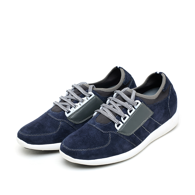 Blue 7cm Height Canvas Men Casual Elevator Shoes
