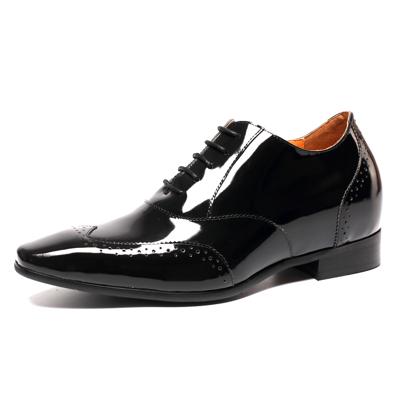Handmade patent leather wedding elevator dress shoes men