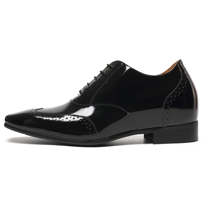 Handmade patent leather wedding elevator dress shoes men