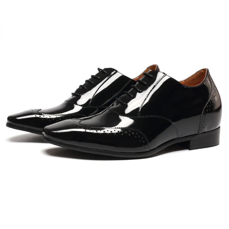 Handmade patent leather wedding elevator dress shoes men
