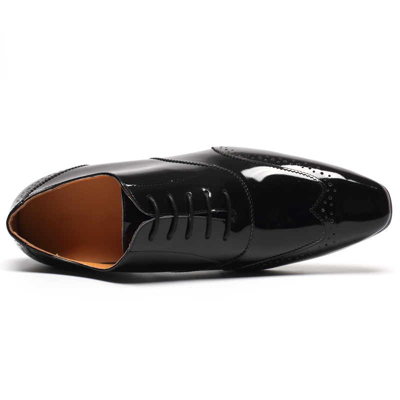 Handmade patent leather wedding elevator dress shoes men