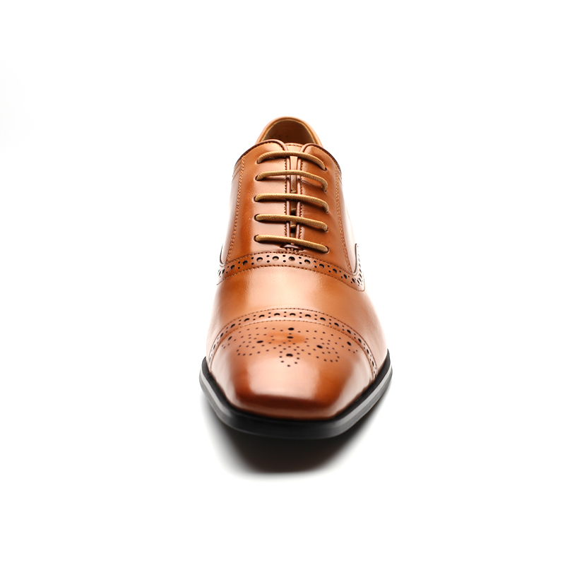 Height increasing genuine leather elevator formal dress shoes for men