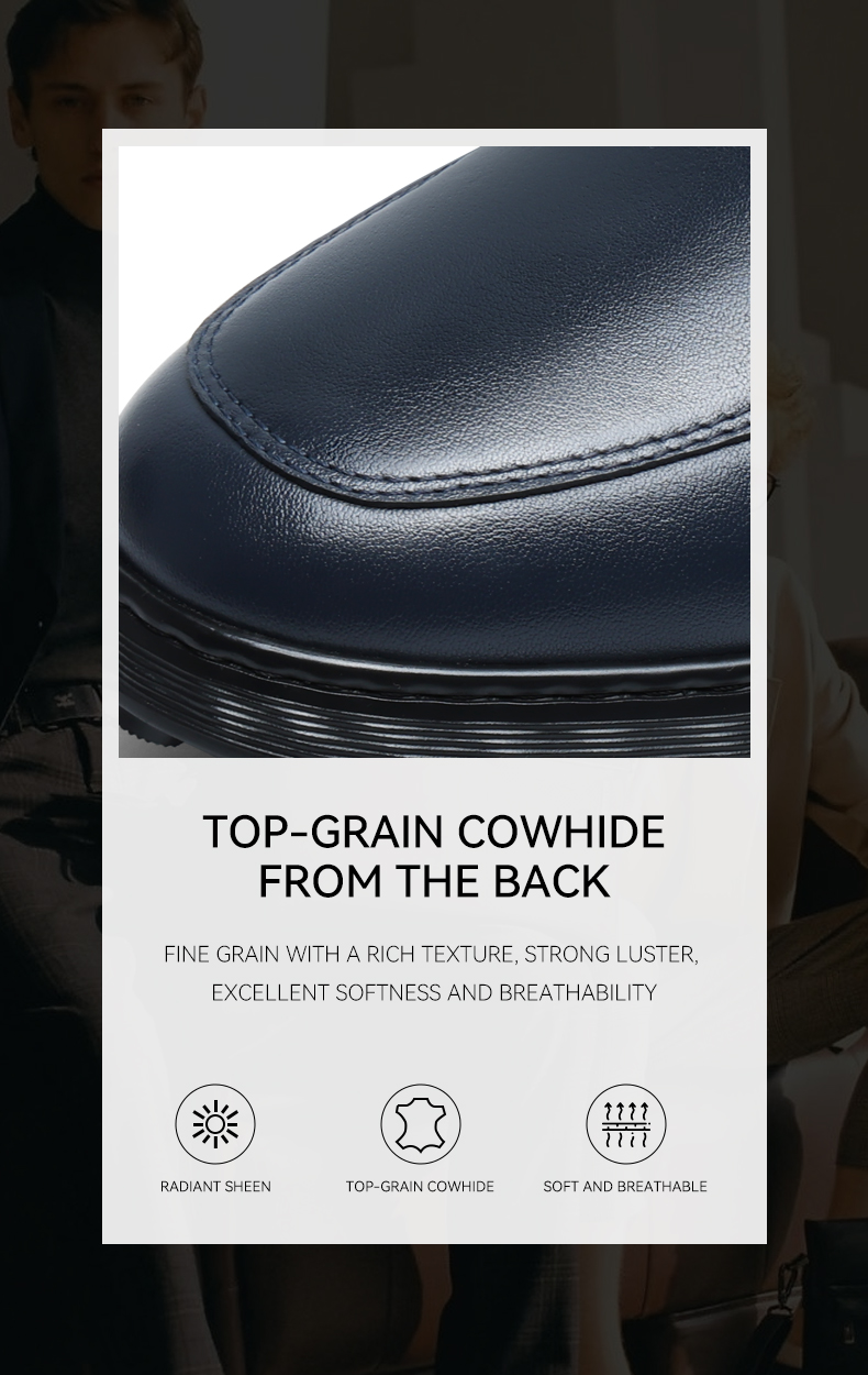 2025 New Arrival Factory Customization Men's Comfort Dress Shoes & Oxfords Cowhide Square-Toe Banded Lace Height Increasing 6cm