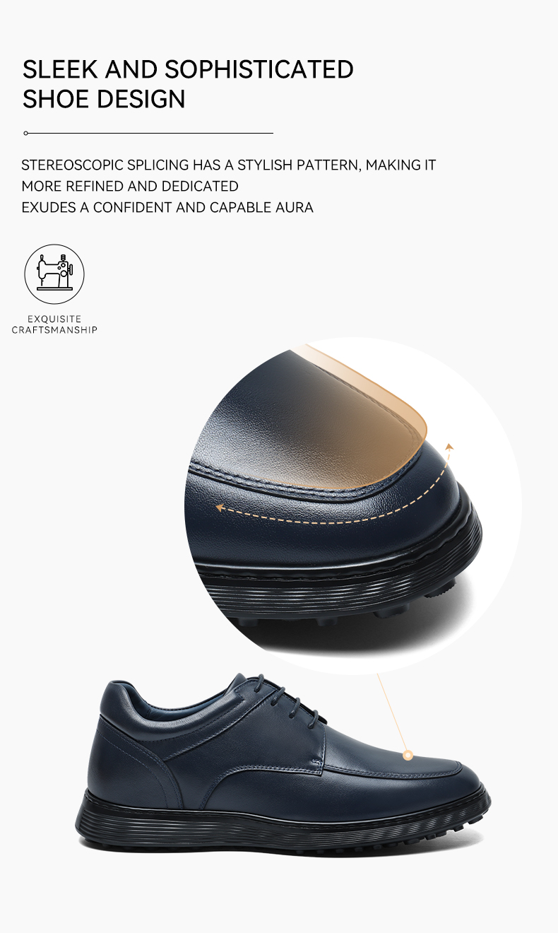2025 New Arrival Factory Customization Men's Comfort Dress Shoes & Oxfords Cowhide Square-Toe Banded Lace Height Increasing 6cm