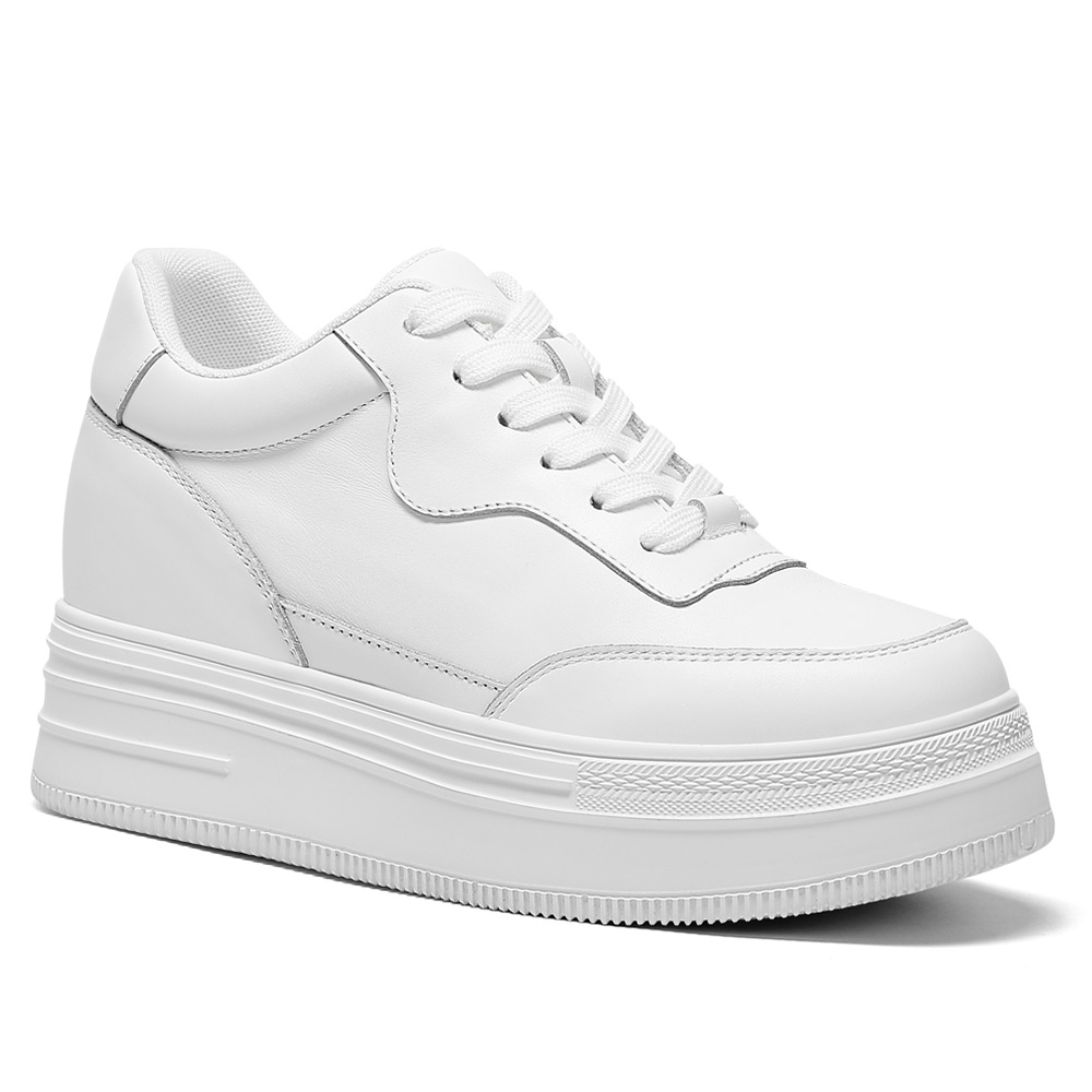 New Genuine Leather Women's Elevator Shoes Unisex 36-46 Plus Size Fashion Design Classic Nude Color Height Increase Shoes