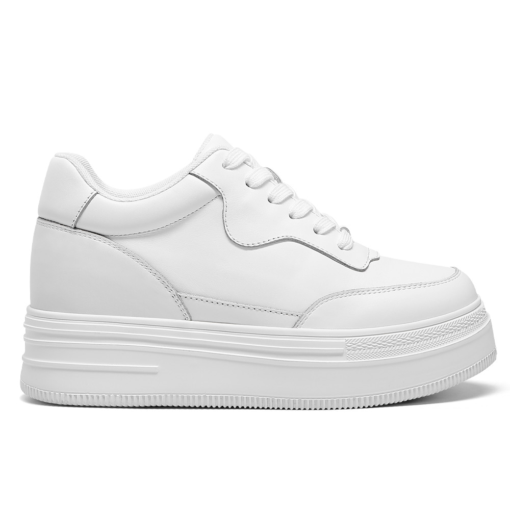 New Genuine Leather Women's Elevator Shoes Unisex 36-46 Plus Size Fashion Design Classic Nude Color Height Increase Shoes