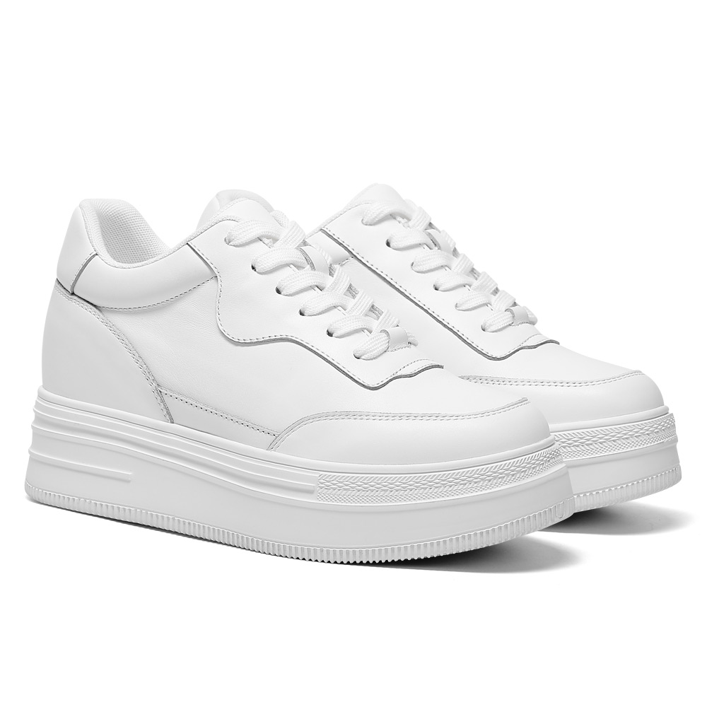 New Genuine Leather Women's Elevator Shoes Unisex 36-46 Plus Size Fashion Design Classic Nude Color Height Increase Shoes