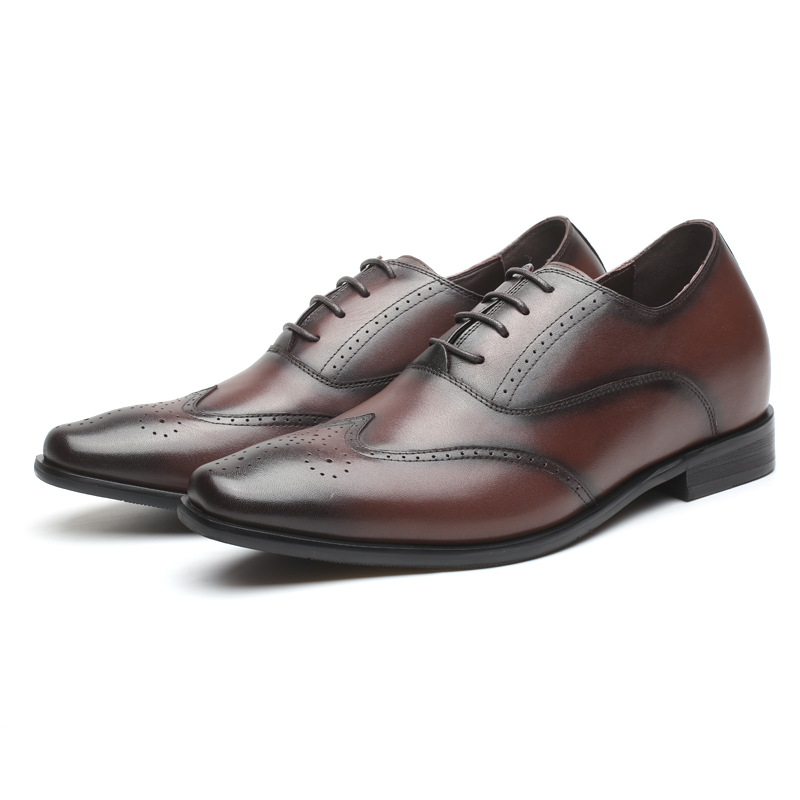 Handmade height increasing cow leather men dress shoes