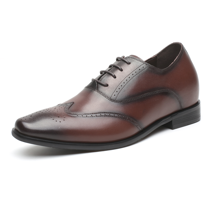 Handmade height increasing cow leather men dress shoes