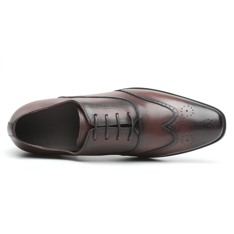 Handmade height increasing cow leather men dress shoes