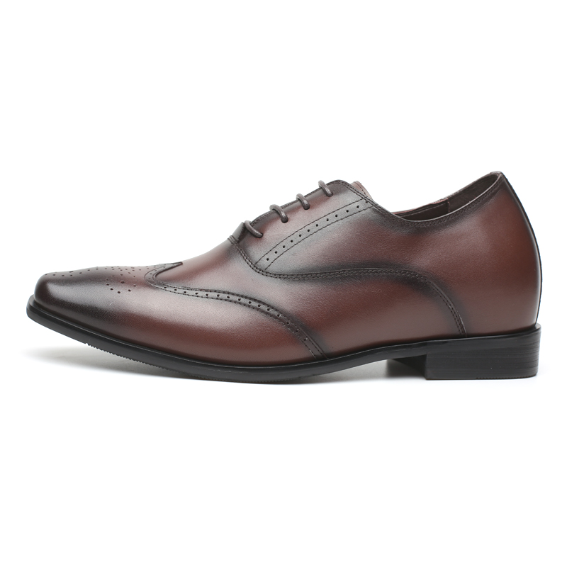 Handmade height increasing cow leather men dress shoes