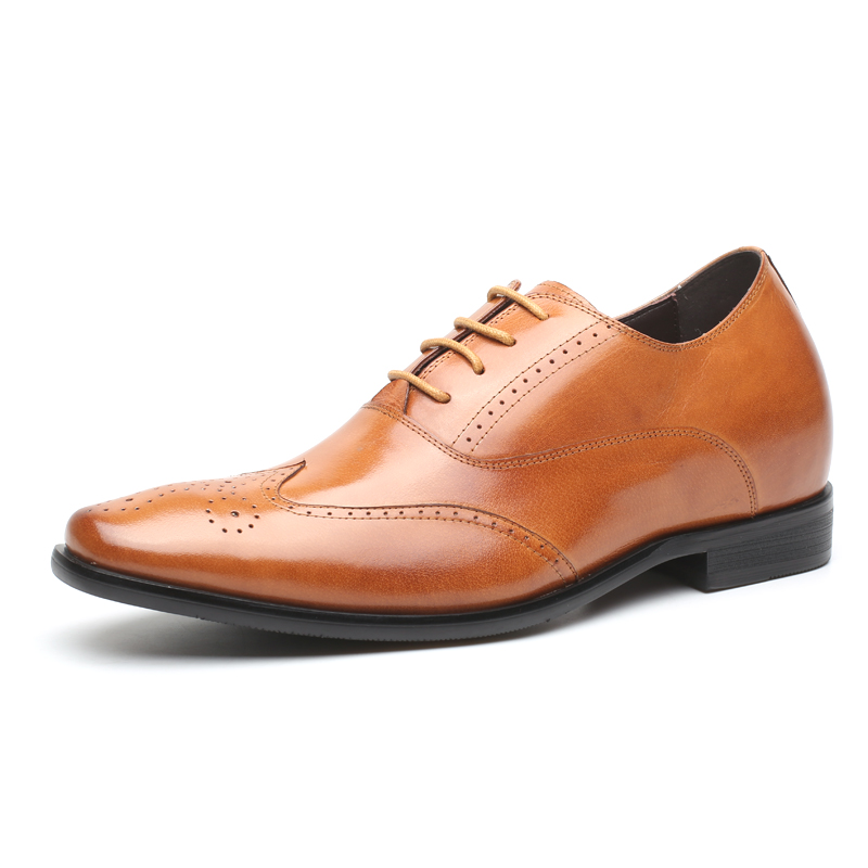 CF Elegant Brown Color Calf Leather Dress Elevator Shoes Men
