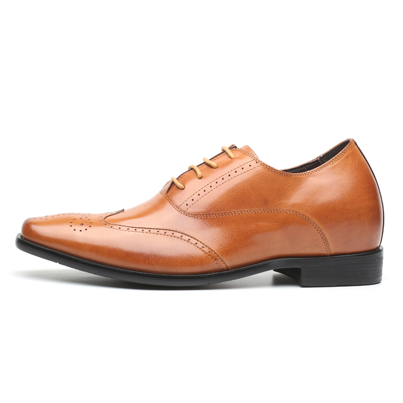 CF Elegant Brown Color Calf Leather Dress Elevator Shoes Men
