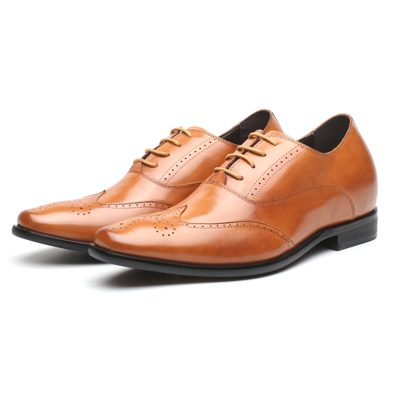 CF Elegant Brown Color Calf Leather Dress Elevator Shoes Men