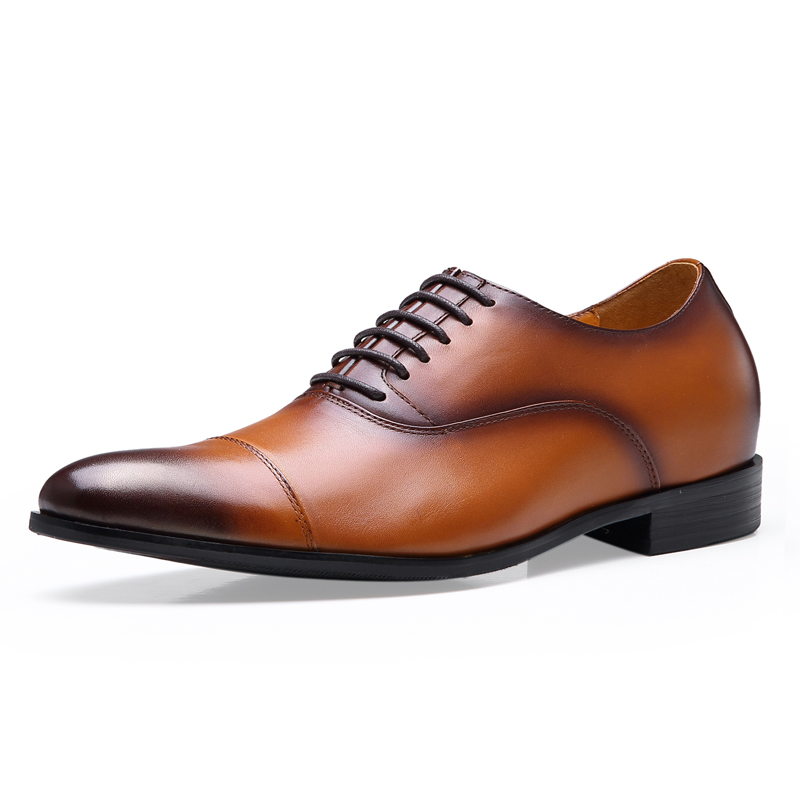 Factory Latest genuine leather dress wedding height increasing elevator shoes