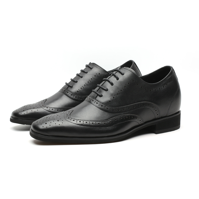 Popular brogue design calf genuine customize insole logo height increasing dress shoes