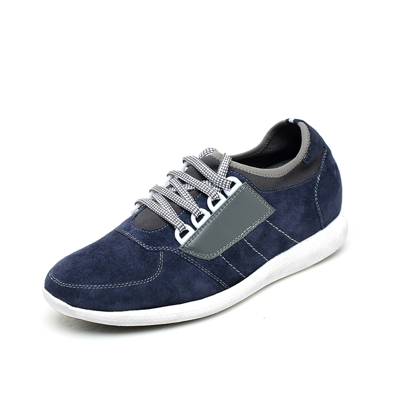 Blue 7cm Height Canvas Men Casual Elevator Shoes