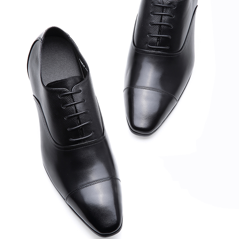 OEM Elevator black calfskin leather dress shoes manufacturer