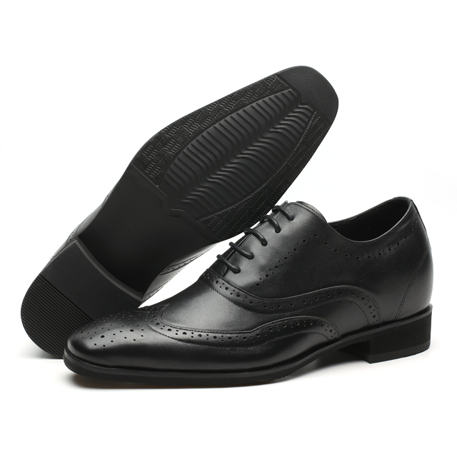 Popular brogue design calf genuine customize insole logo height increasing dress shoes