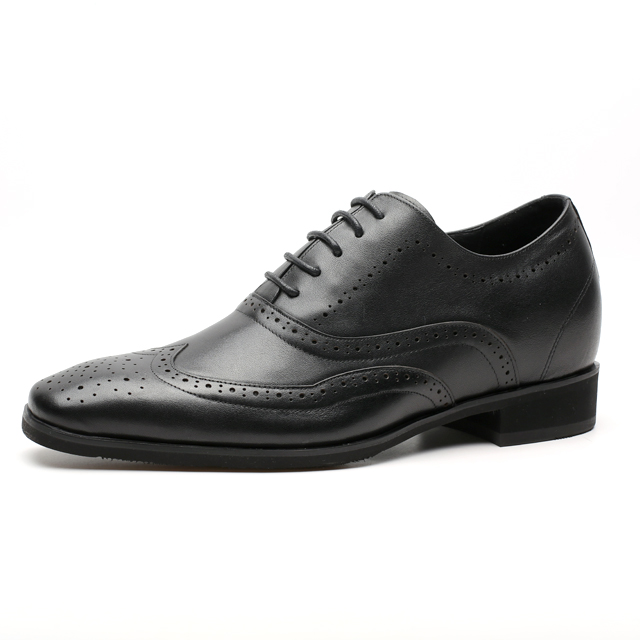 Popular brogue design calf genuine customize insole logo height increasing dress shoes