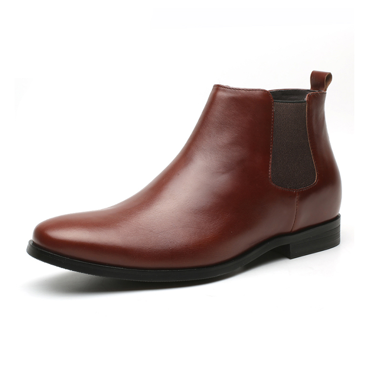Plus size Italian design winter ankle bochelsea leather boots elevator shoes