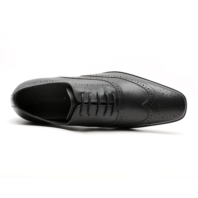 Popular brogue design calf genuine customize insole logo height increasing dress shoes