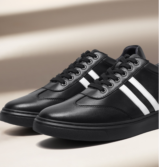 2025 New Black Cow Leather Trend Men's Board Shoes All Match The Trend Of High Quality Business Casual Sports Shoes