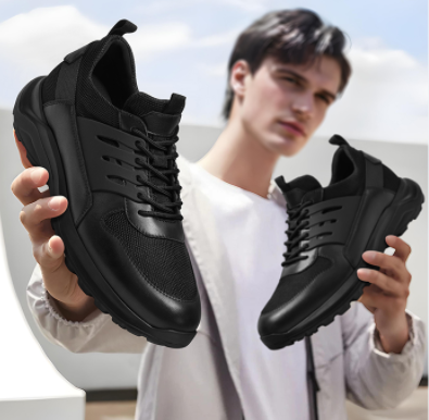 2025 New High Quality Arch Support Sports Shoes Handmade Breathable Black Light Weight Men's Running Shoe Customize Brand in stock